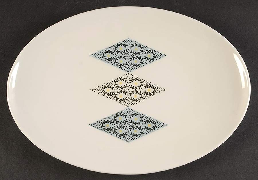 Blue Diamonds 12" Oval Serving Platter by Iroquois-1