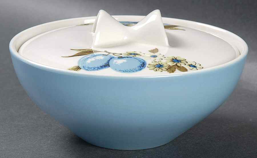 Blue Vineyard Sugar Bowl & Lid by Iroquois-1