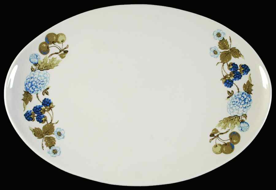 Blue Vineyard 15" Oval Serving Platter by Iroquois-1