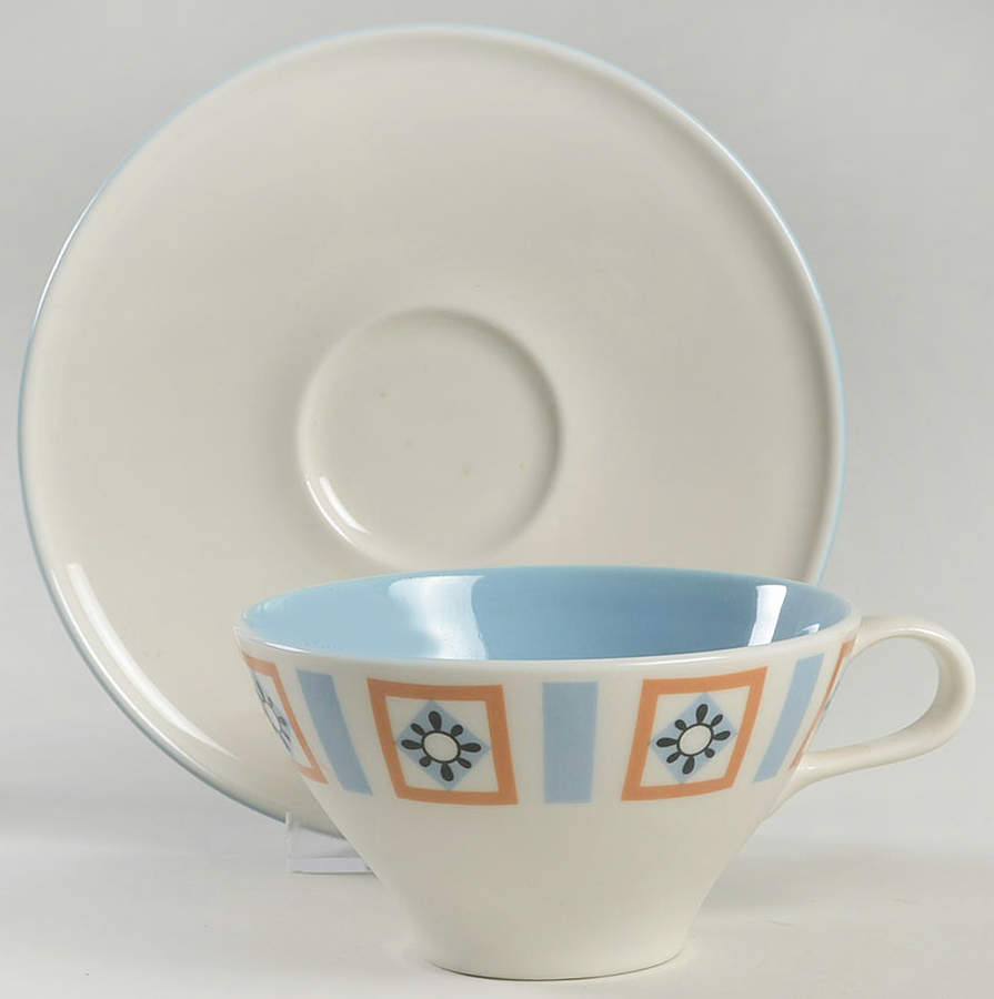 Bombay Blue Flat Cup & Saucer Set by Iroquois-1
