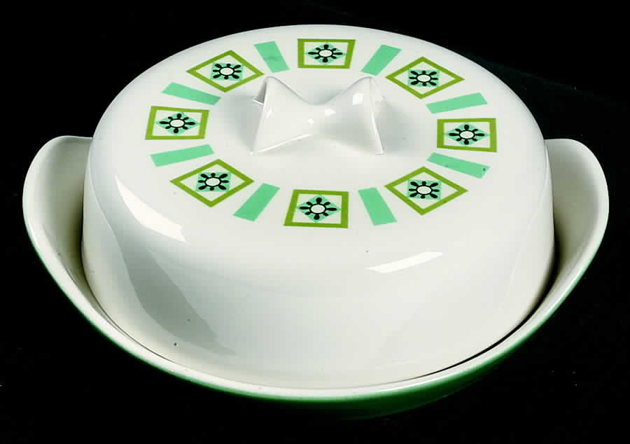 Bombay Green Round Covered Butter by Iroquois-1