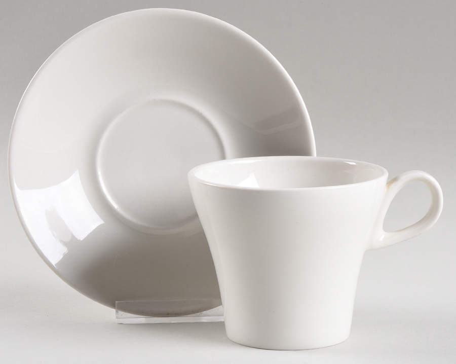 Bridal White Flat Cup & Saucer Set by Iroquois-1