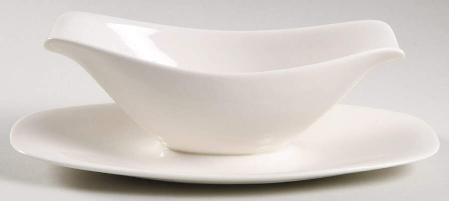 Bridal White Gravy Boat with Attached Underplate by Iroquois-1