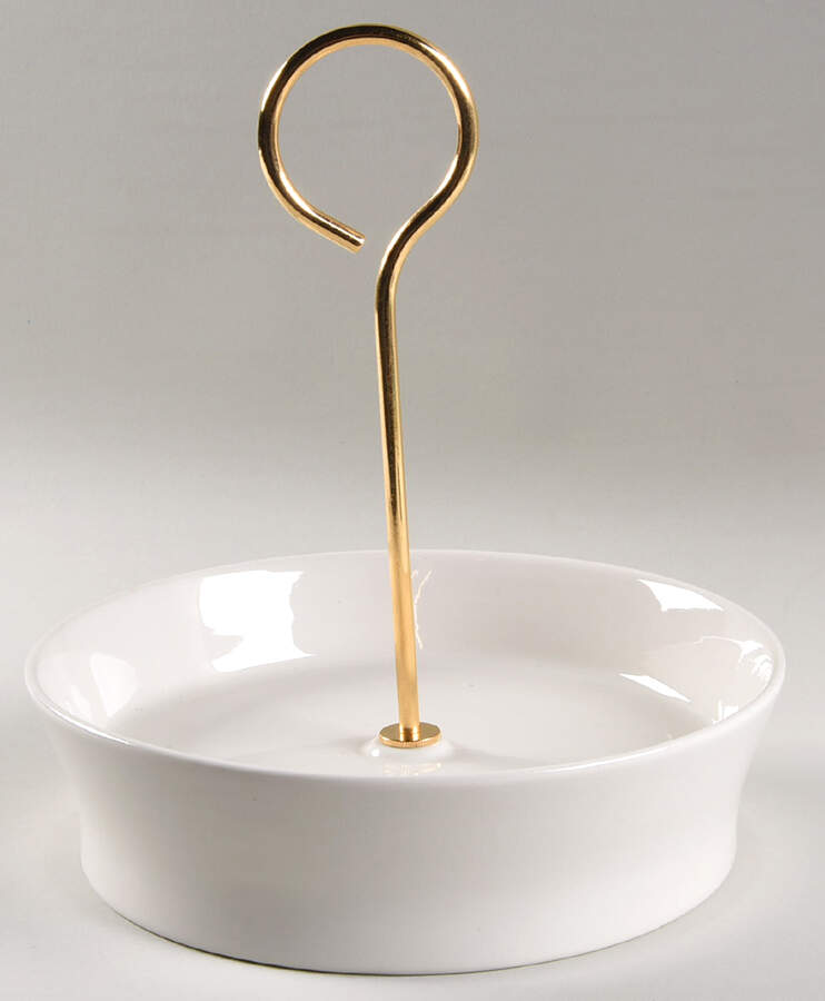 Bridal White Ceramic Condiment Stand with Metal Center Handle by Iroquois-1