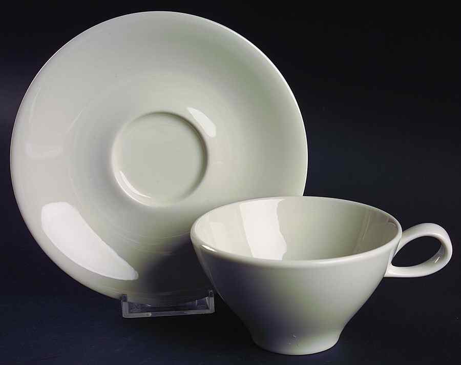 Bridal White Flat Cup & Saucer Set by Iroquois-1