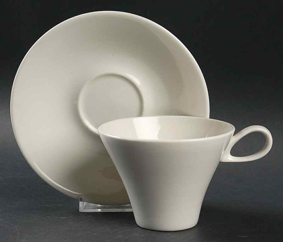 Bridal White Flat Cup & Saucer Set by Iroquois-1