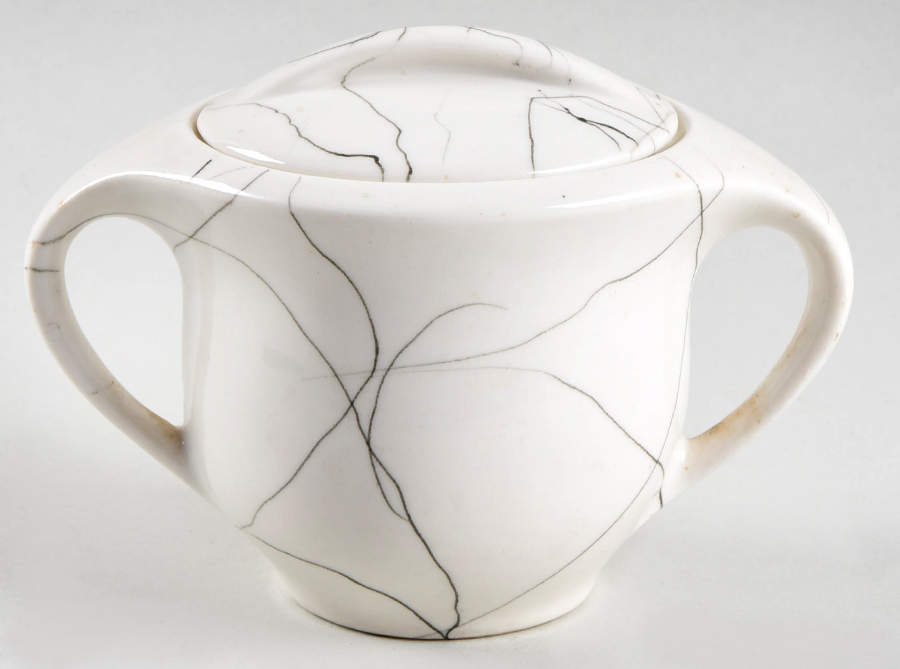 Carrara Modern White Sugar Bowl & Lid by Iroquois-1