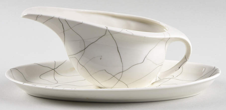 Carrara Modern White Gravy Boat & Underplate by Iroquois-1