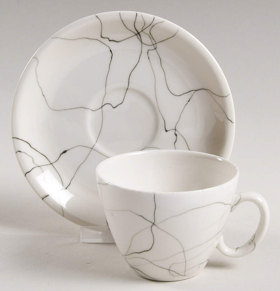 Carrara Modern White Flat Cup & Saucer Set by Iroquois-1