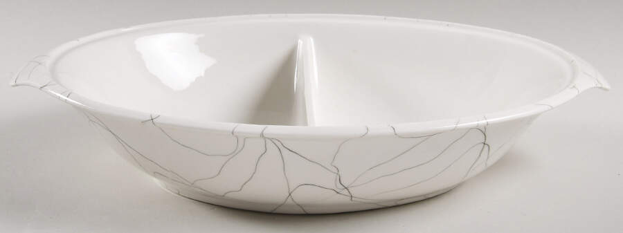 Carrara Modern White Oval Covered Divided Vegetable No Lid by Iroquois-1