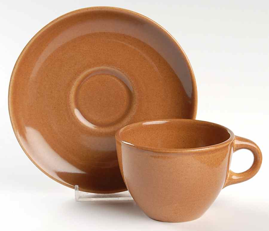 Casual Apricot Flat Cup & Saucer Set by Iroquois-1