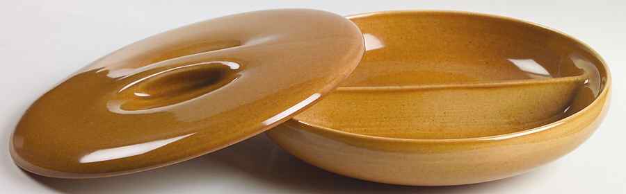 Casual Apricot Divided Rd Covered Vegetable Bowl (RDV Base/Recess by Iroquois-1