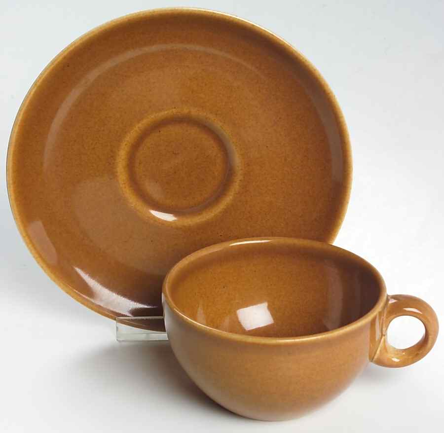 Casual Apricot Flat Cup & Saucer Set by Iroquois-1