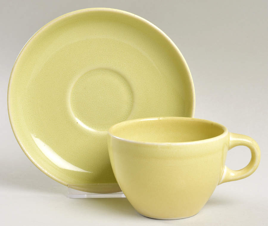 Casual Avocado Flat Cup & Saucer Set by Iroquois-1