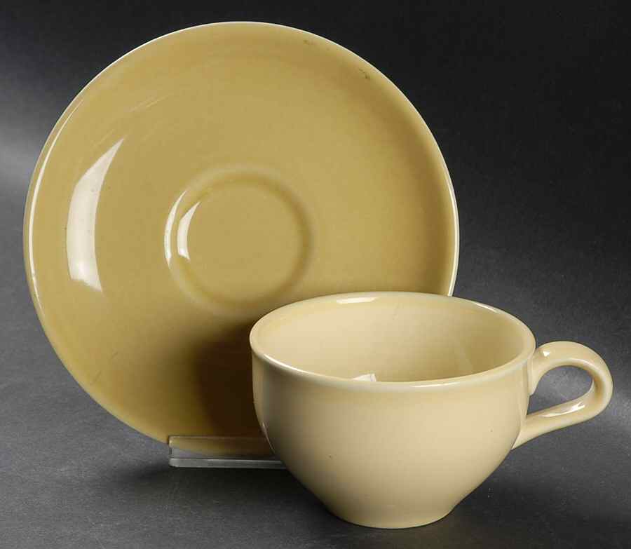 Casual Avocado Flat Cup & Saucer Set by Iroquois-1