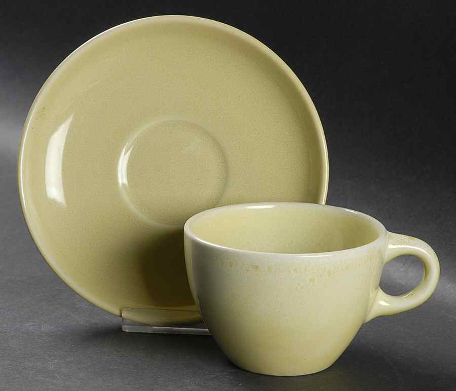 Casual Avocado Flat Cup & Saucer Set by Iroquois-1