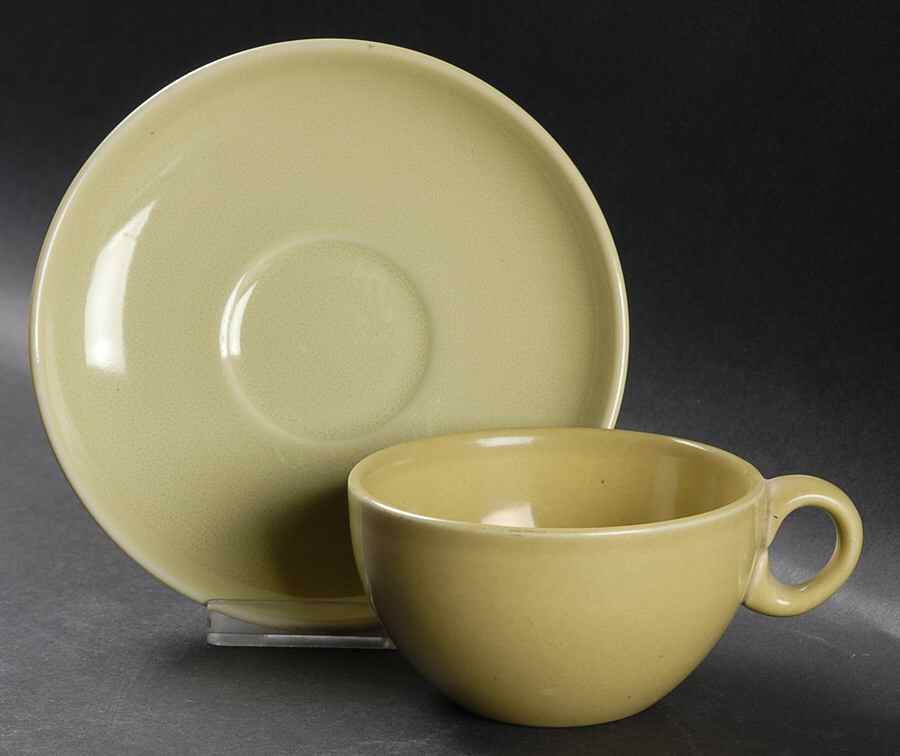 Casual Avocado Flat Cup & Saucer Set by Iroquois-1