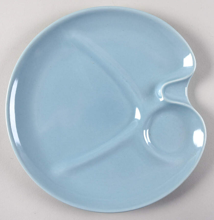 Casual Blue Party Plate w/Cup Indent by Iroquois-1