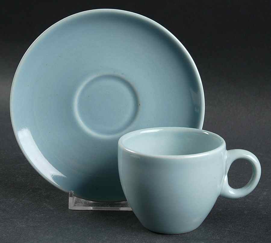 Casual Blue Flat Demitasse Cup & Saucer Set by Iroquois-1