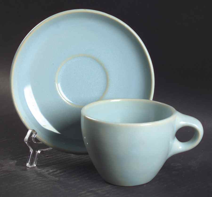 Casual Blue Flat Cup & Saucer Set by Iroquois-1