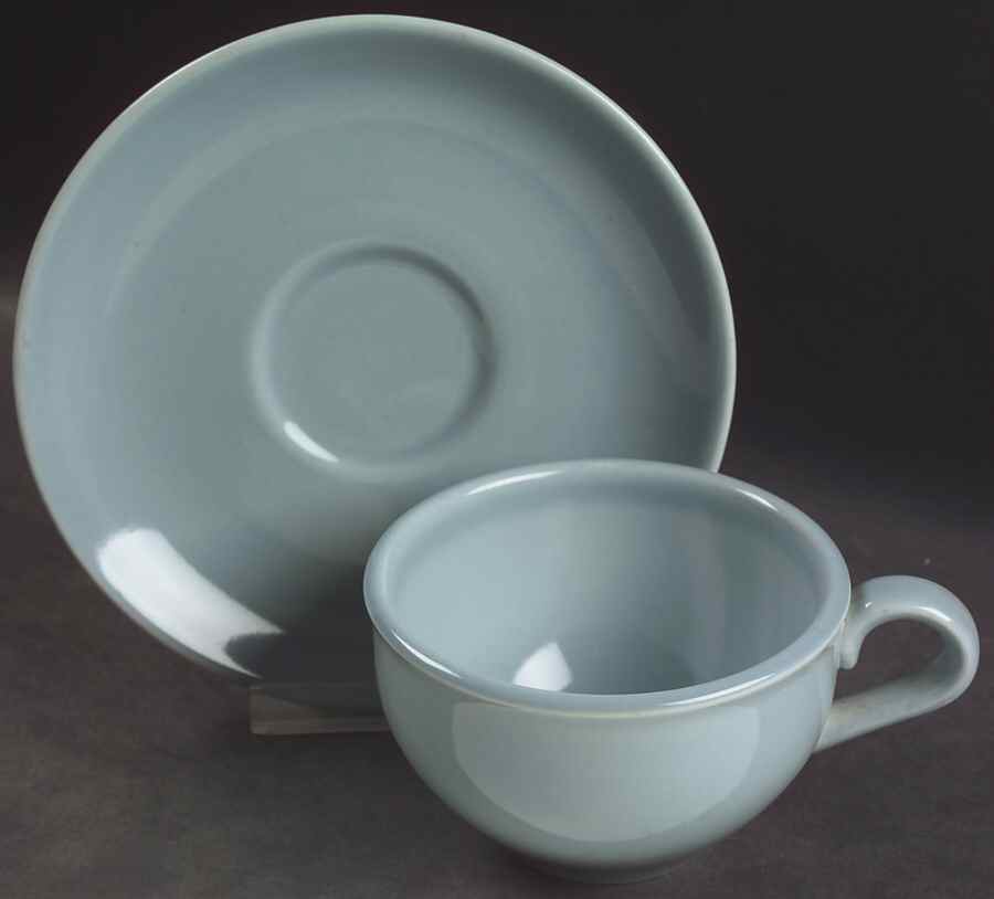 Casual Blue Flat Cup & Saucer Set by Iroquois-1
