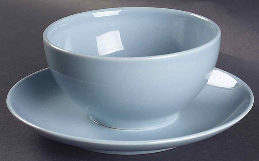 Casual Blue Gravy Boat with Attached Underplate by Iroquois-1