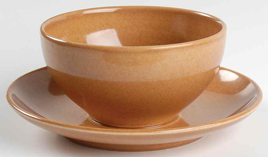Casual Brown Gravy Boat with Attached Underplate by Iroquois-1