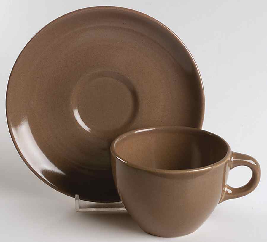 Casual Brown Flat Cup & Saucer Set by Iroquois-1