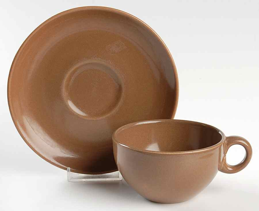 Casual Brown Flat Cup & Saucer Set by Iroquois-1