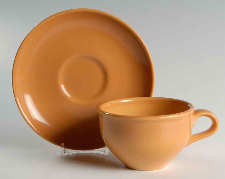 Casual Cantaloupe Flat Cup & Saucer Set by Iroquois-1