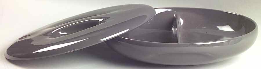 Casual Charcoal Divided Rd Covered Vegetable Bowl (RDV Base/Recess by Iroquois-1