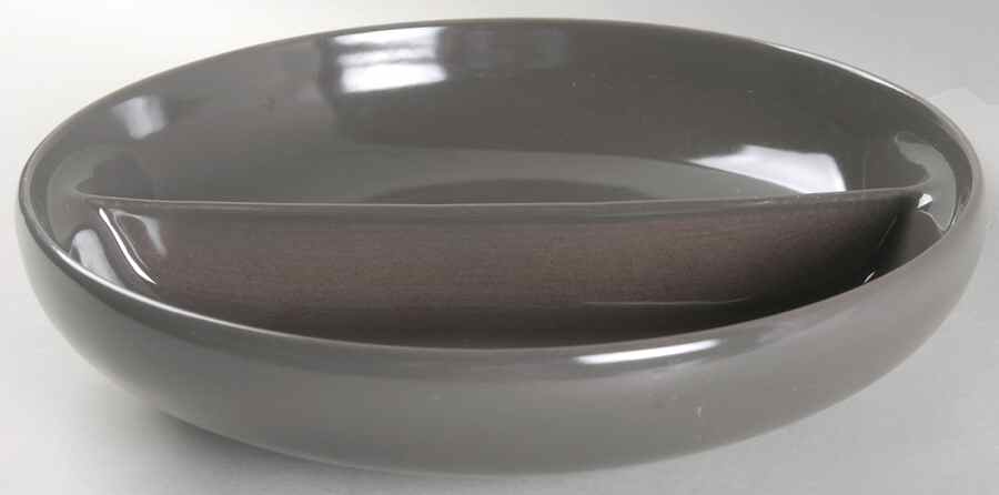 Casual Charcoal Round Divided Vegetable Bowl by Iroquois-1