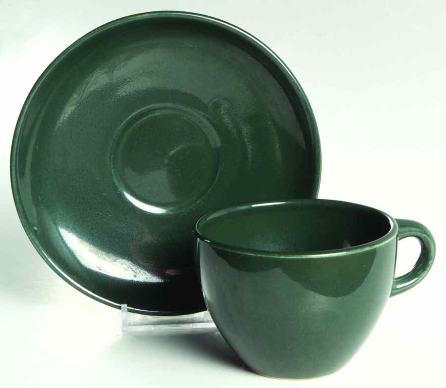 Casual Dark Green Flat Cup & Saucer Set by Iroquois-1