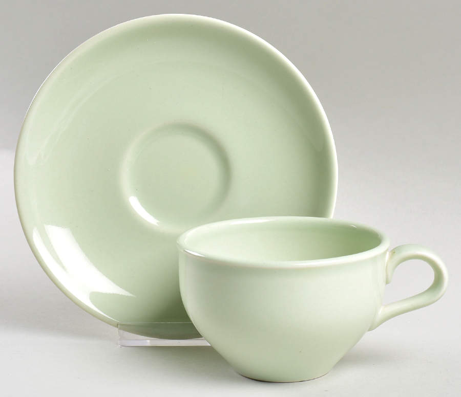 Casual Lettuce Green Flat Cup & Saucer Set by Iroquois-1