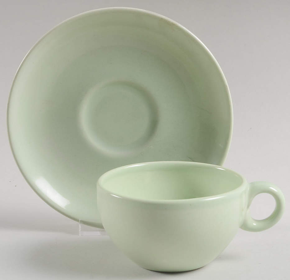 Casual Lettuce Green Flat Cup & Saucer Set by Iroquois-1