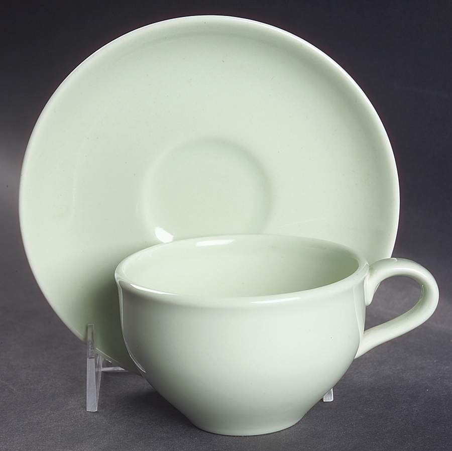 Casual Lettuce Green Flat Cup & Saucer Set by Iroquois-1