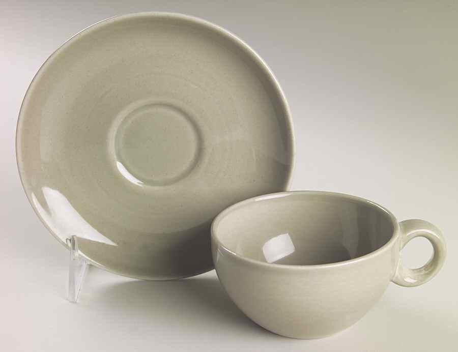 Casual Oyster Flat Cup & Saucer Set by Iroquois-1