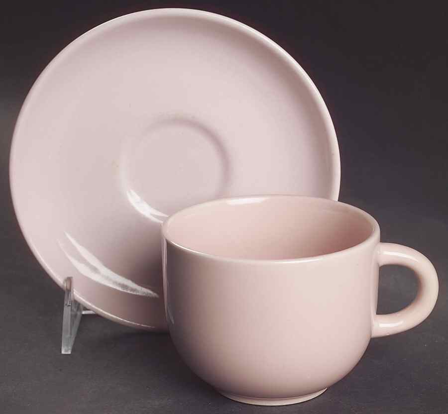 Casual Pink Flat Cup & Saucer Set by Iroquois-1