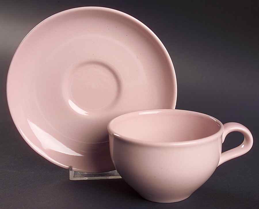 Casual Pink Flat Cup & Saucer Set by Iroquois-1