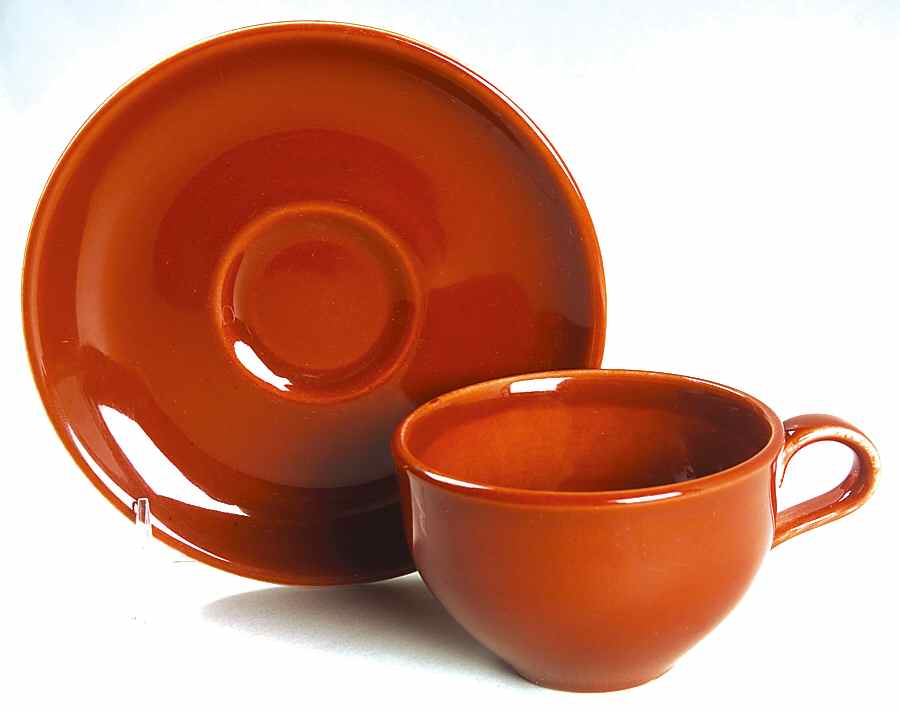 Casual Red Flat Cup & Saucer Set by Iroquois-1