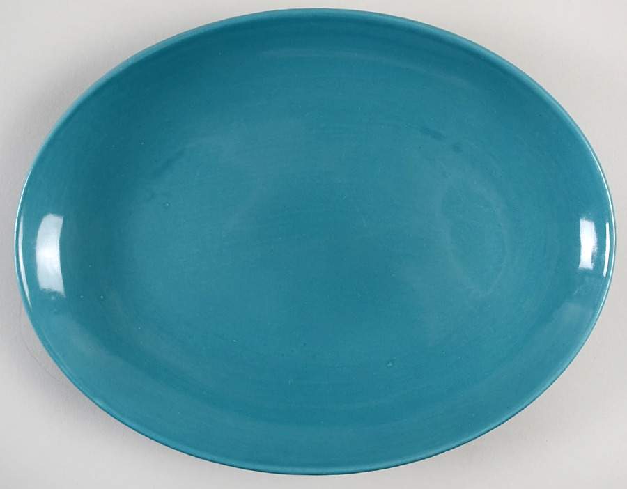 Casual Turquoise 10" Oval Serving Platter by Iroquois-1