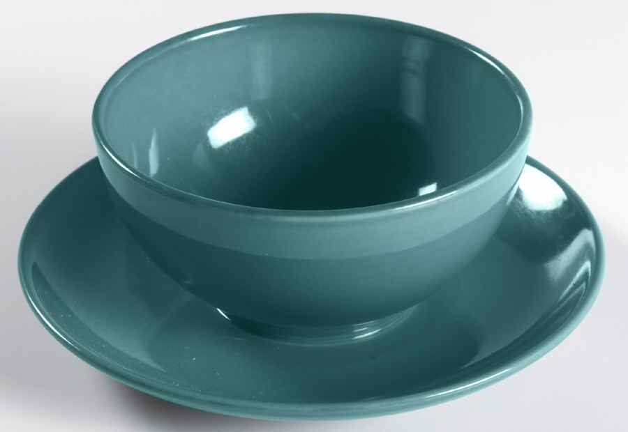 Casual Turquoise Gravy Boat with Attached Underplate by Iroquois-1
