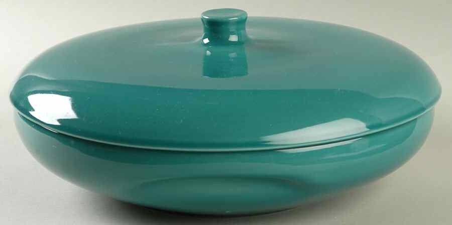 Casual Turquoise Divided Round Covered Vegetable Bowl (RDV*/Knob Li by Iroquois-1