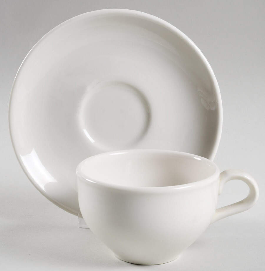 Casual White Flat Cup & Saucer Set by Iroquois-1