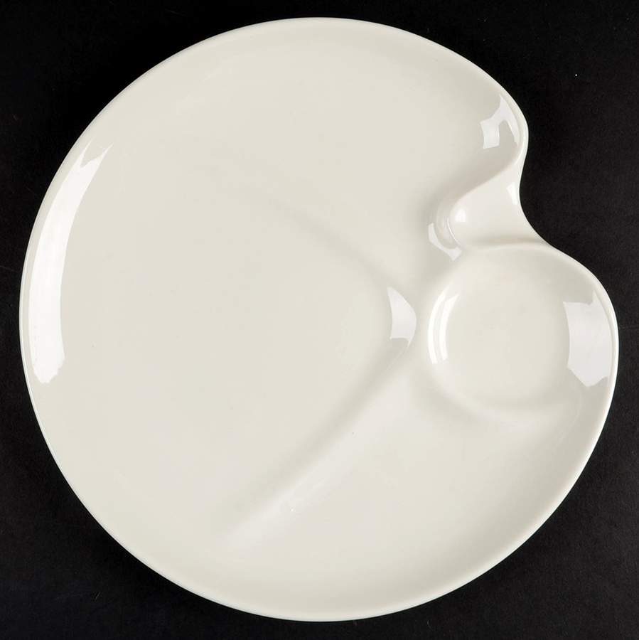 Casual White Party Plate w/Cup Indent by Iroquois-1