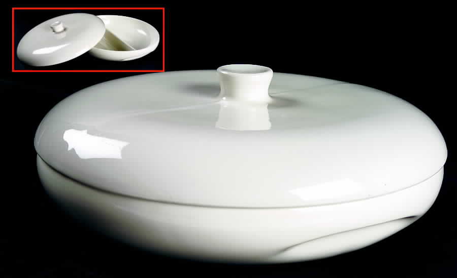 Casual White Divided Round Covered Vegetable Bowl (RDV*/Knob Li by Iroquois-1