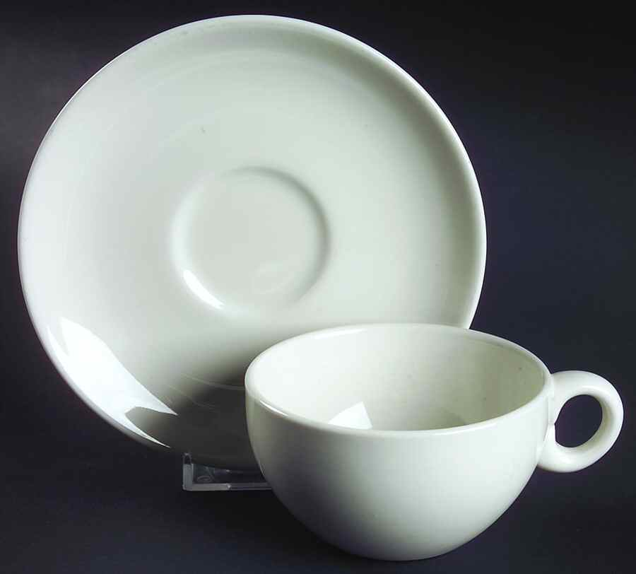 Casual White Flat Cup & Saucer Set by Iroquois-1
