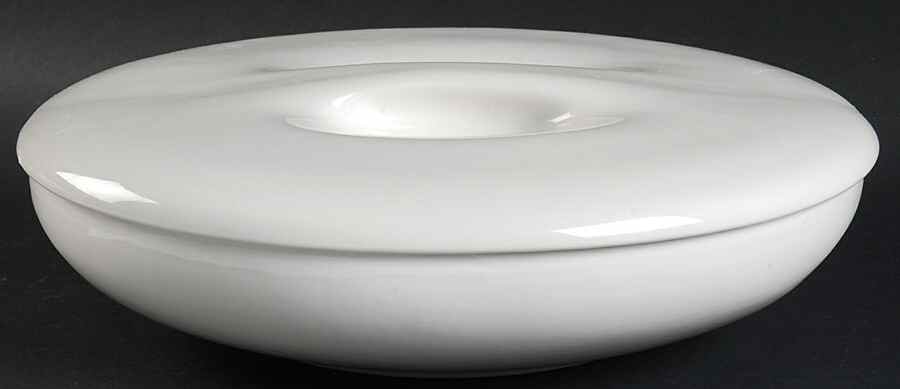 Casual White Divided Rd Covered Vegetable Bowl (RDV Base/Recess by Iroquois-1