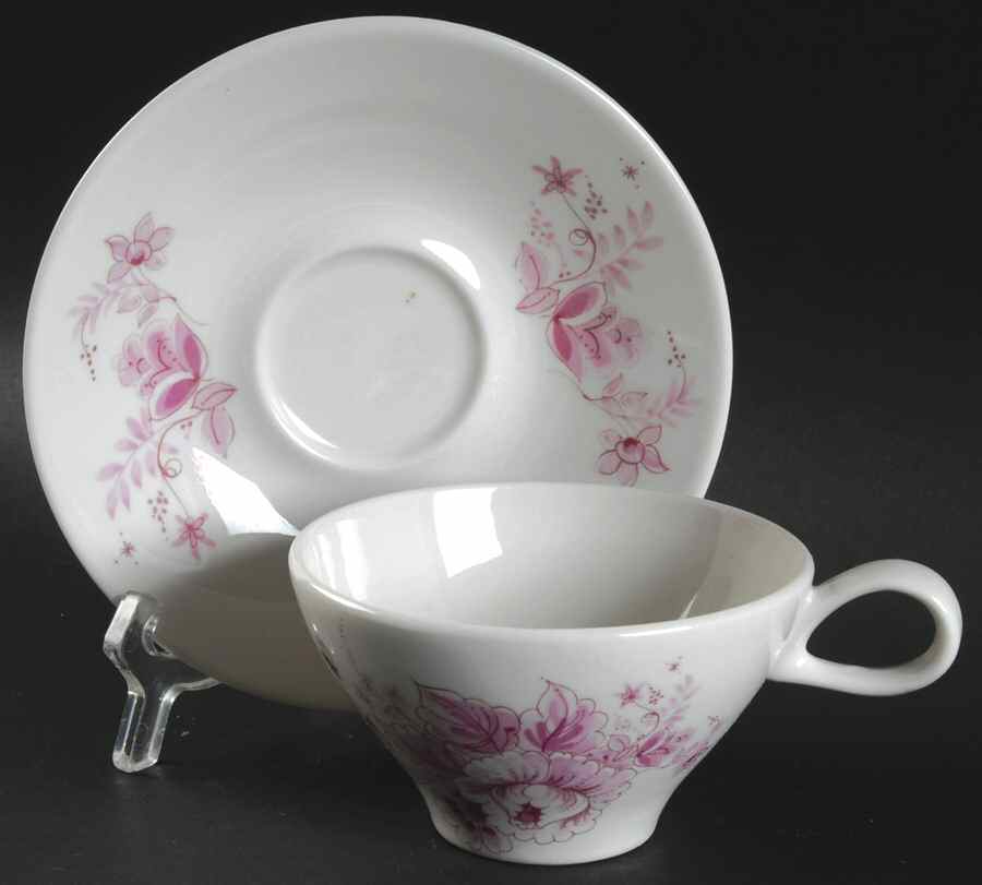 Colonial Pink Flat Cup & Saucer Set by Iroquois-1
