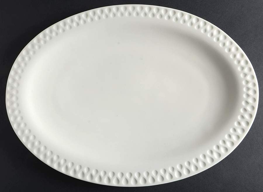 Diamond White 15" Oval Serving Platter by Iroquois-1